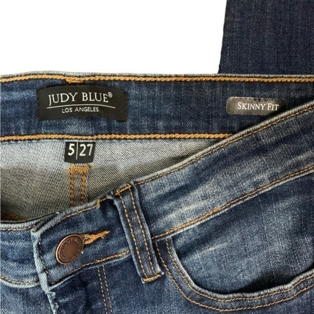 Judy Blue Buffalo Plaid Peek A Boo Skinny Jeans Size 5/27 - Picture 4 of 5